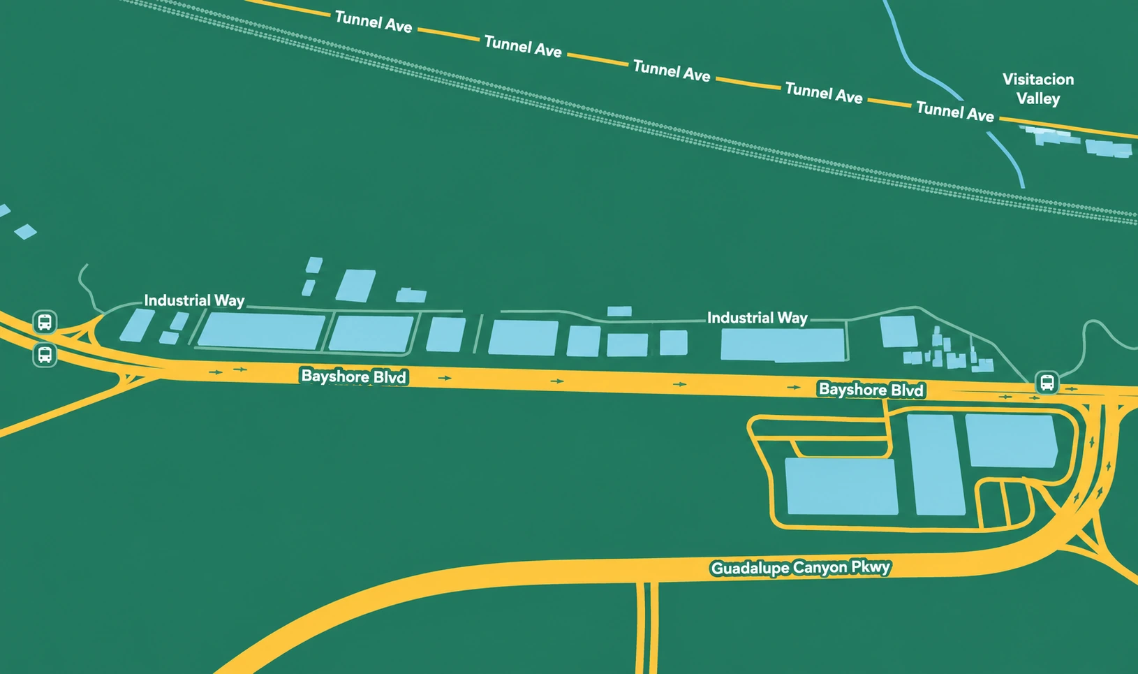 Site plan of the Industrial Way park showing the available units